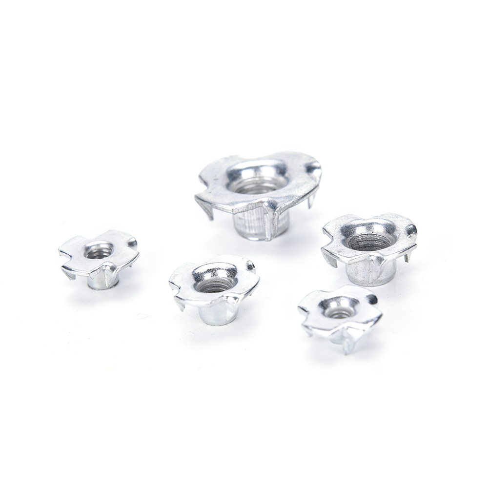 10Pcs/Set M4/M5/M6/M8/M10 Carbon Steel Four Prong Furniture T Nuts Inserts Wood Zinc Plated Fastener Hardware