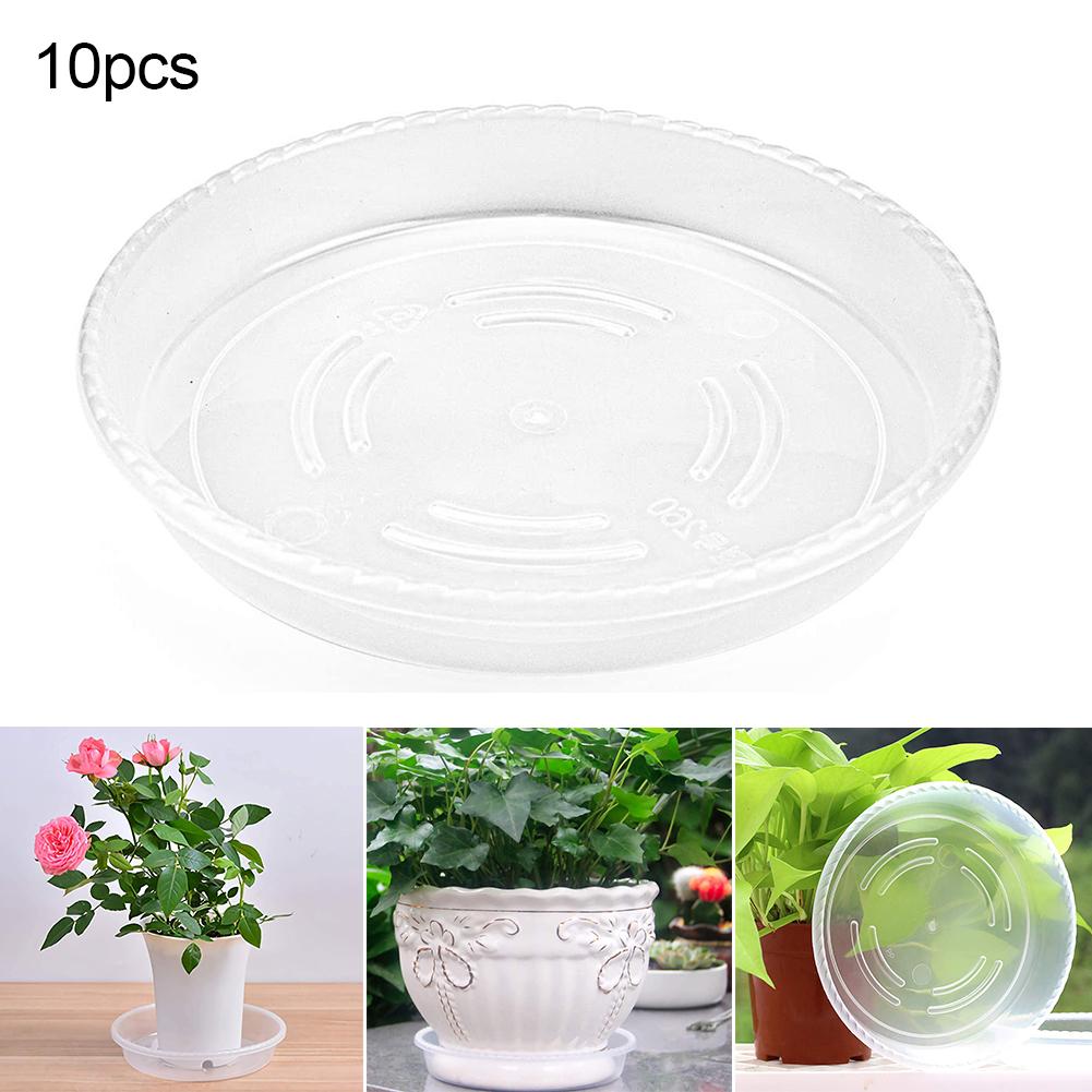 10Pcs Plastic Round Shape Flower Pot Drip Trays Planter Pallet Clear Creative Saucers Decor Home Garden Pot Case