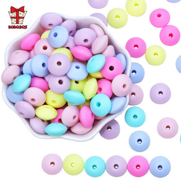 BOBO.BOX Lentil Silicone Teether 12mm 50pcs Silicone Beads DIY Bead Teething Nursing Necklace Food Grade Silicone Abacus Beads