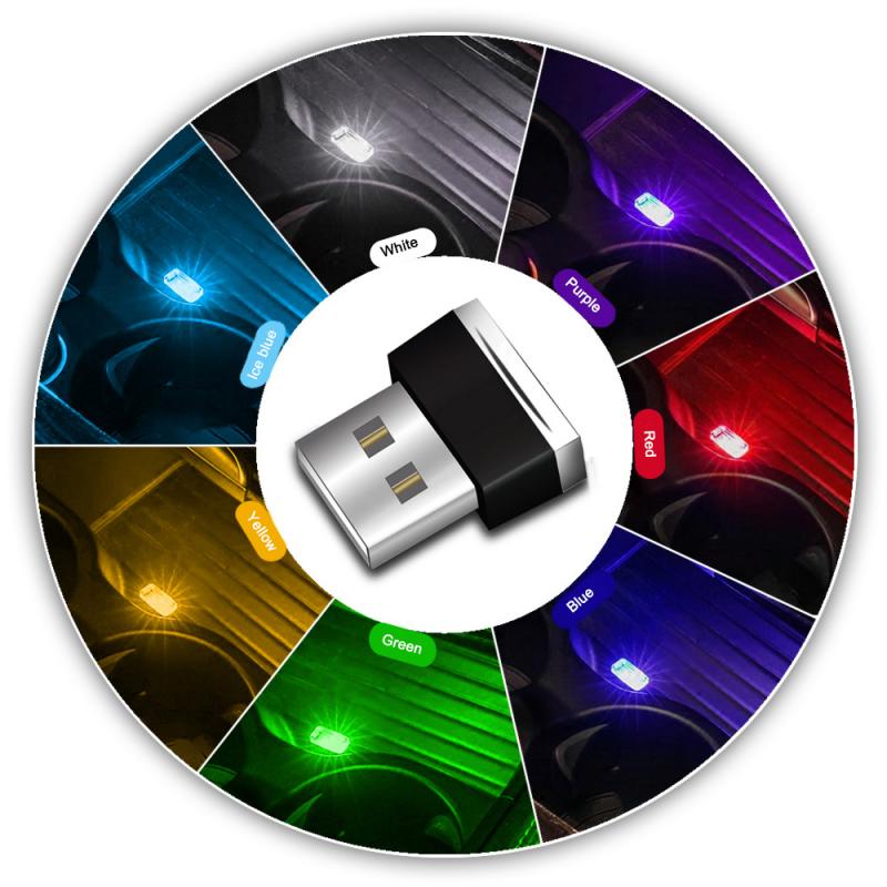 1PCS Mini LED USB Atmosphere Lights Colorful Portable Car Ambient Light Decorative Lamp Emergency Lighting Автотовары