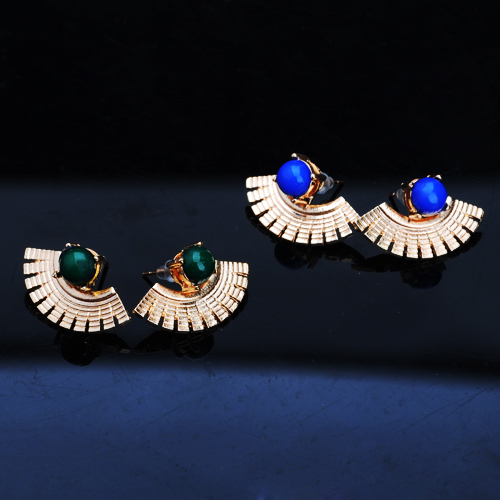 New Bohemian Wing Stud Earrings Vintage Accessories Gold color Blue Beads Feather Earrings Egyptian Jewelry