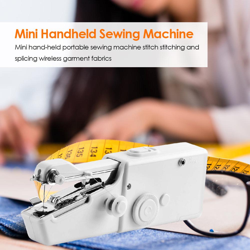 MIni ABS Handheld Sewing Machines Portable Battery White DIY Needlework Electric Home Office Apparel Sewing Supply