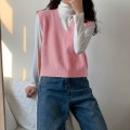 Women's Vest Sweater waistcoat Korean Elegant Student V-neck Pullover Casual Knitting Outerwear Vest Autumn Sweater Vest