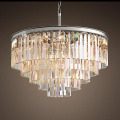 American Multi-layer Crystal chandeliers light Hanging Light LED Chrome body Round Living Room Sitting Retro Dining chandelier