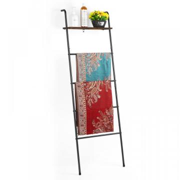 Standing Blanket Ladder with Storage Shelf