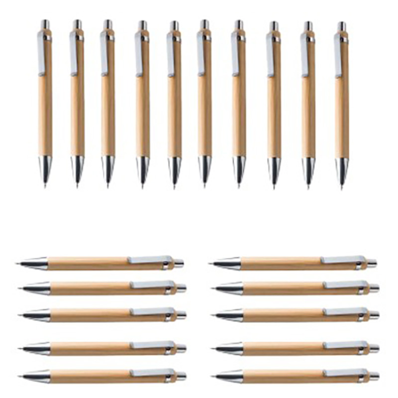 Ballpoint Pen Set Bamboo and Wood Writing Tools, Blue Refill (60 Pieces)