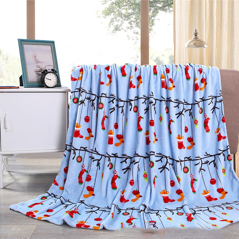 Christmas Elk Blanket Flannel Throw Blankets For Beds Double Layer Winter Comfort Cotton Coral Fleece Blanket Dropshipping