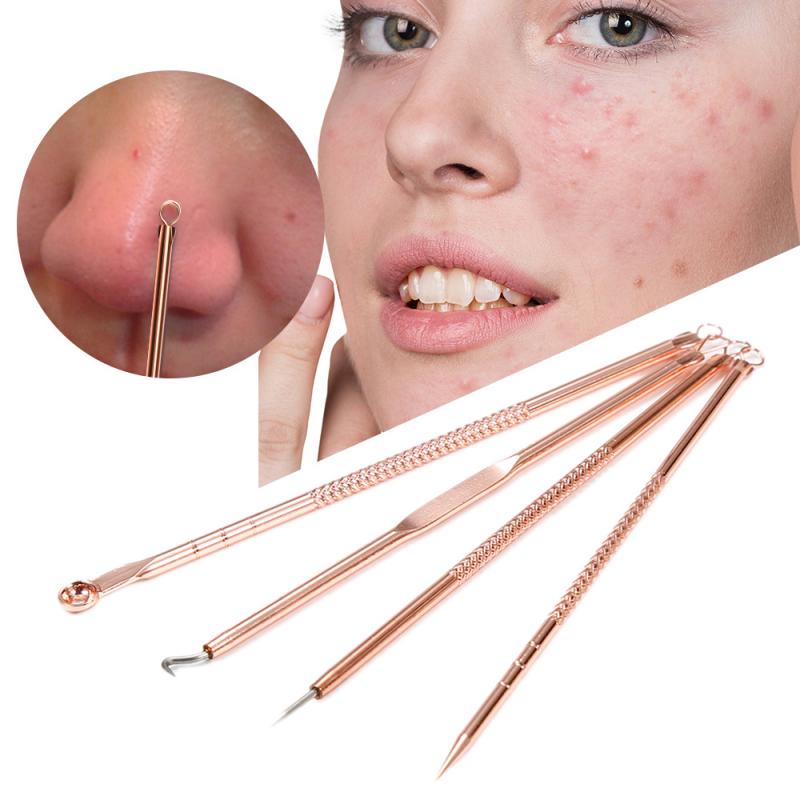 4pcs Acne Blackhead Removal Needles Carbon Stainless Steel Pimple Spot Comedone Extractor Beauty Face Clean Pore Care Tools