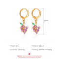 Korean Sweet Fresh Fruit Earrings Women Crystal Grape Apple Drop Earrings Charm Cute Zircon Earrings Jewelry Brincos Gift