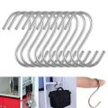 New 10 Pcs Stainless Steel Hanger Clasp Rack S Shape Hooks Clothes Pot Pan 8 x 5.cm