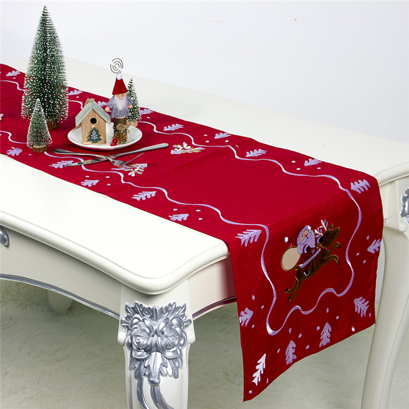 Christmas Fabric Printed Table Runner Household Table Cover Antifouling Santa Claus Tablecloth Christmas Decorations