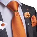 Purple Solid Necktie 100% Silk Ties For Men Pocket Square Cufflinks Brooch Set Business Wedding Party Cravat Tie Ring DiBanGu