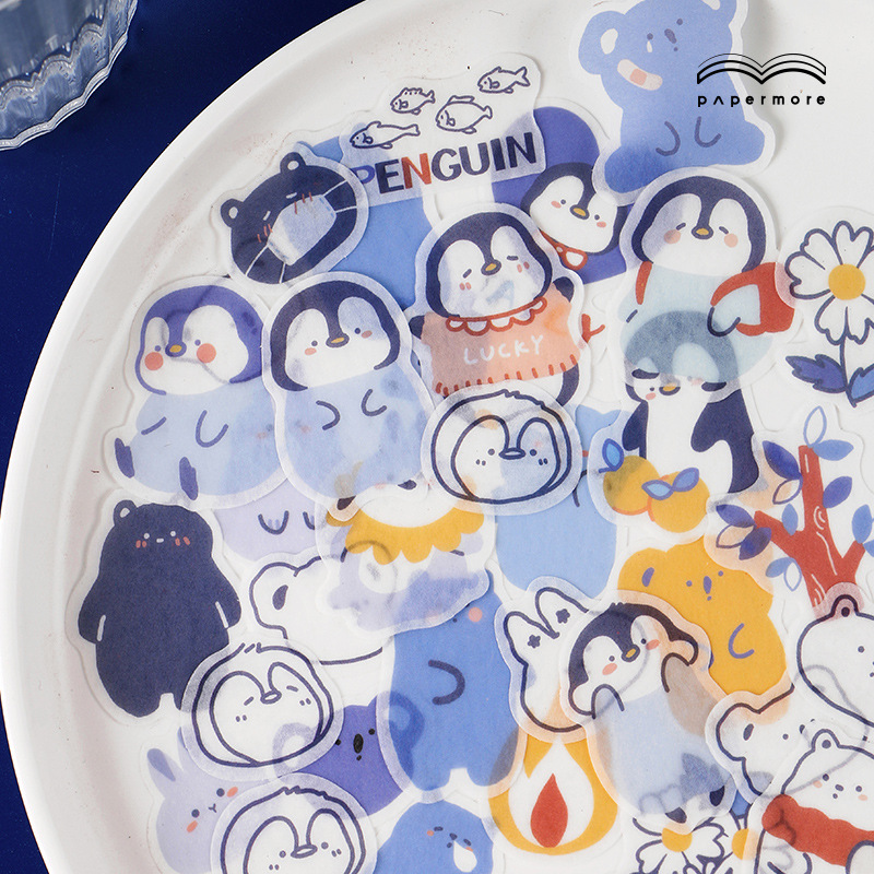 40 pcs /Pack Cute Blue Color Penguin Rabbit Bear Koala Decorative Sticker Notebook Diary DIY Stickers