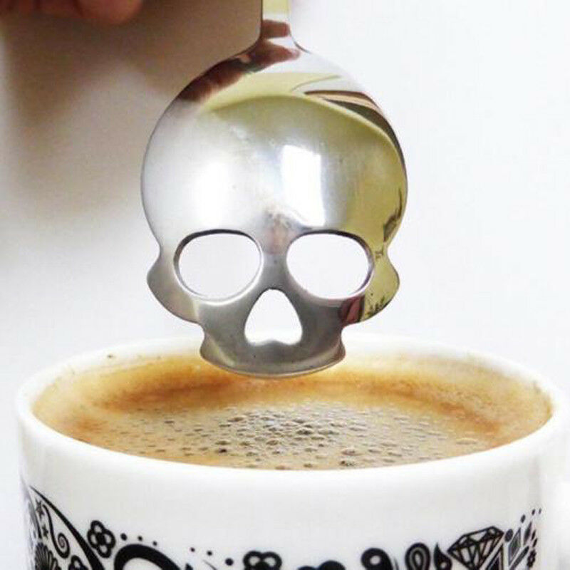 Novelty Spoon Fashion Stainless Steel Skull Shape Coffee Sugar Tableware Kitchen Teaspoon Spoon Dessert Gothic Funny Gift