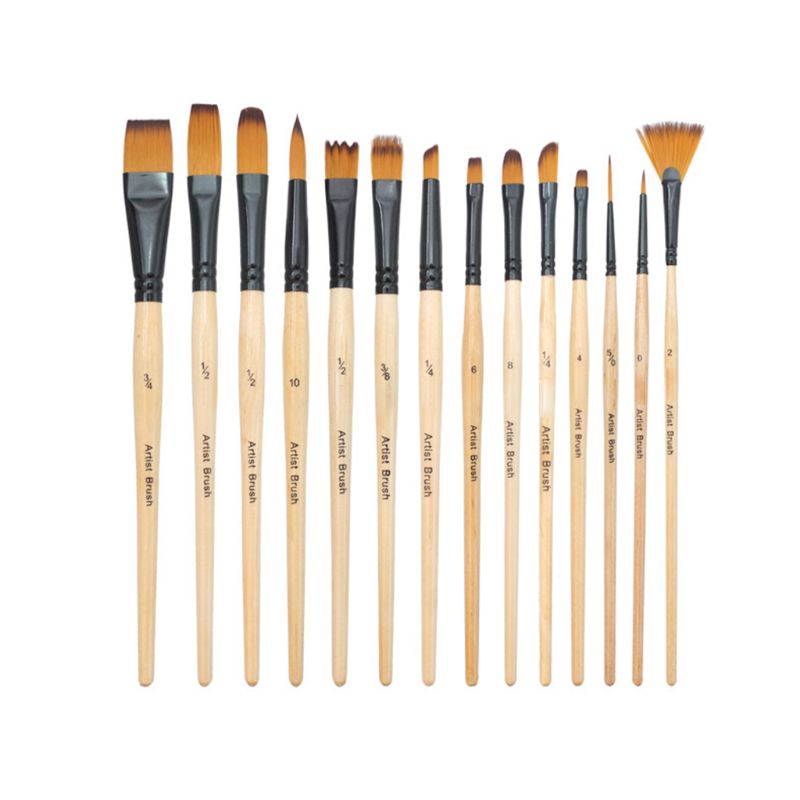 14pcs Paint Brushes Acrylic Watercolor Brush With Pencil Case Storage Bag for School Artists Painting Drawing