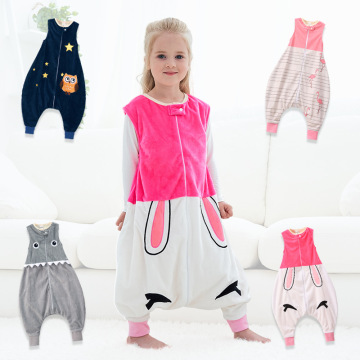 New Kids Sleeping Bag Autumn Winter Girl/Boy Warm Jumpsuit Flannel Kid Pajamas Cartoon Animal Style Kid Sleepwear 1-6Yrs