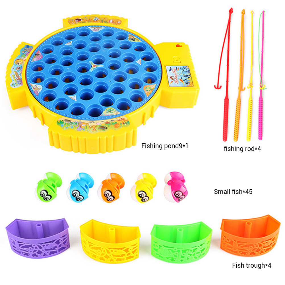 Fishing Game Toy Set With Single-Layer Rotating Board Electric Rotating Fishing Game With Music Toys Fishing Toy Child Gift #40