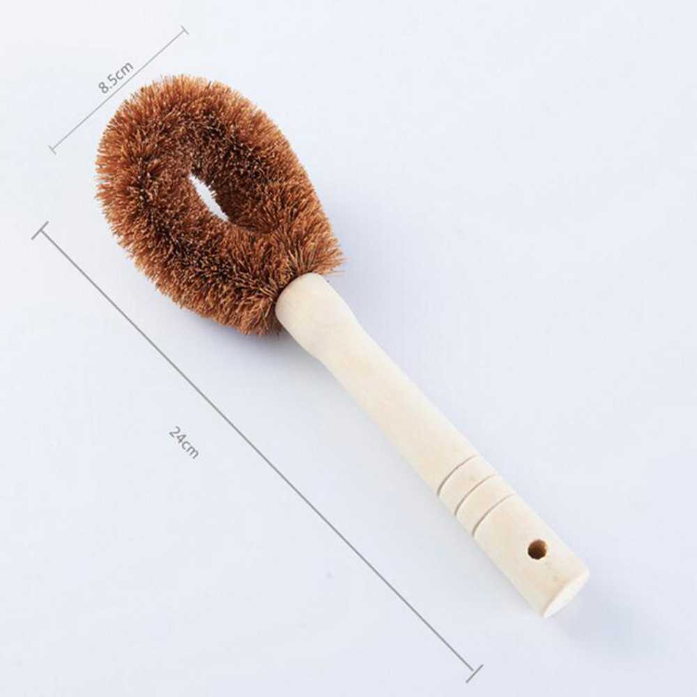 Natural Coconut Brown Non-stick Oil Long Handle Pot Brush Dishwashing Oil Cleaning Brush Can Hang Type Brush Home Clean Tool