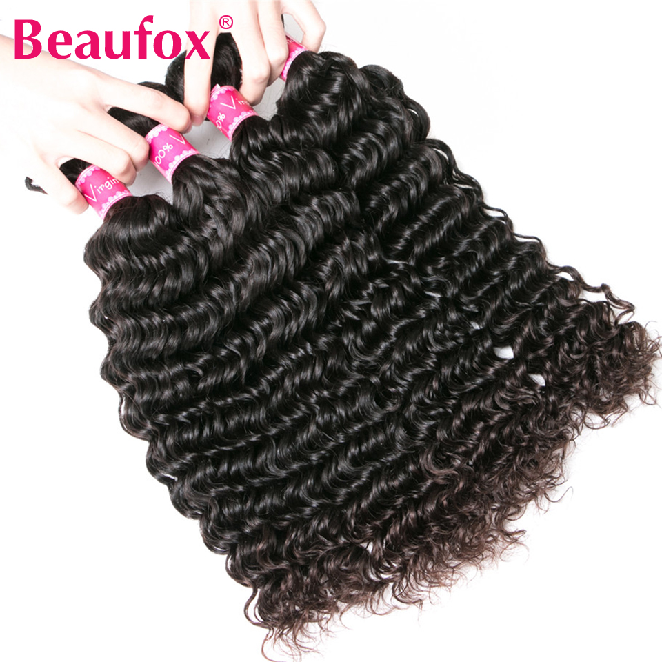 Beaufox Deep Wave Bundles 100% Remy Human Hair Weave Bundles 1/3/4 Pcs/Lot Indian Hair Extension 8-30 Inch Bundles