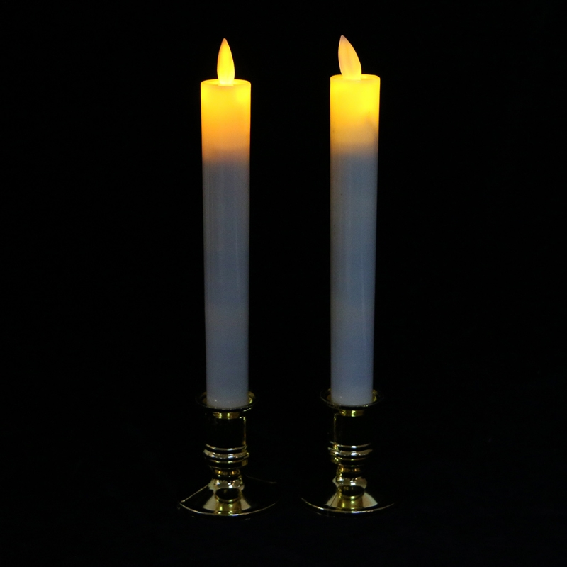 2Pcs/Set Electric Flickering Flameless Led Candle Lights With Removable Gold Base