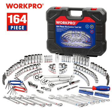 WORKPRO 164PC Tool Set Socket Wrench Set Hand Tools for Car Repair Set of Tool Instruments Sockets Set Ratchet Wrenches Spanners