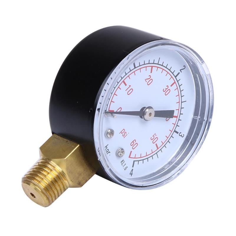 1/4" Inch Pool Spa Filter Water Air Oil Vacuum Dry Utility Portable Mini Pressure Gauge 60PSI Side Mount Pipe Thread Manometer