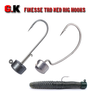 Brand 4pcs/Lot Finesse NED Rig Lead Hook Crank Jig Head Barbed Lure Hooks Soft Bait Worm For Bass Fishing Accessories