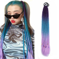 Alileader Synthetic Colored Rainbow Ponytail Hair Elastic Band Extension False for Hair Box Braids Rope Ponytail Hair