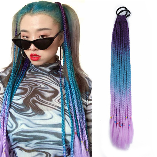 Alileader Synthetic Colored Rainbow Ponytail Hair Elastic Band Extension False for Hair Box Braids Rope Ponytail Hair Supplier, Supply Various Alileader Synthetic Colored Rainbow Ponytail Hair Elastic Band Extension False for Hair Box Braids Rope Ponytail Hair of High Quality
