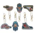 1-6 PCS/set Full Drill 5D DIY Hat Fish Keychain Key Ring Diamond Embroidery Painting Gift Cross Stitch Needlework Craft