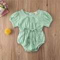 Newborn Baby Girls Clothes Solid Color Cotton Short Sleeve Hollow Romper Jumpsuit One-Piece Toddler Girls Outfit Sunsuit Clothes