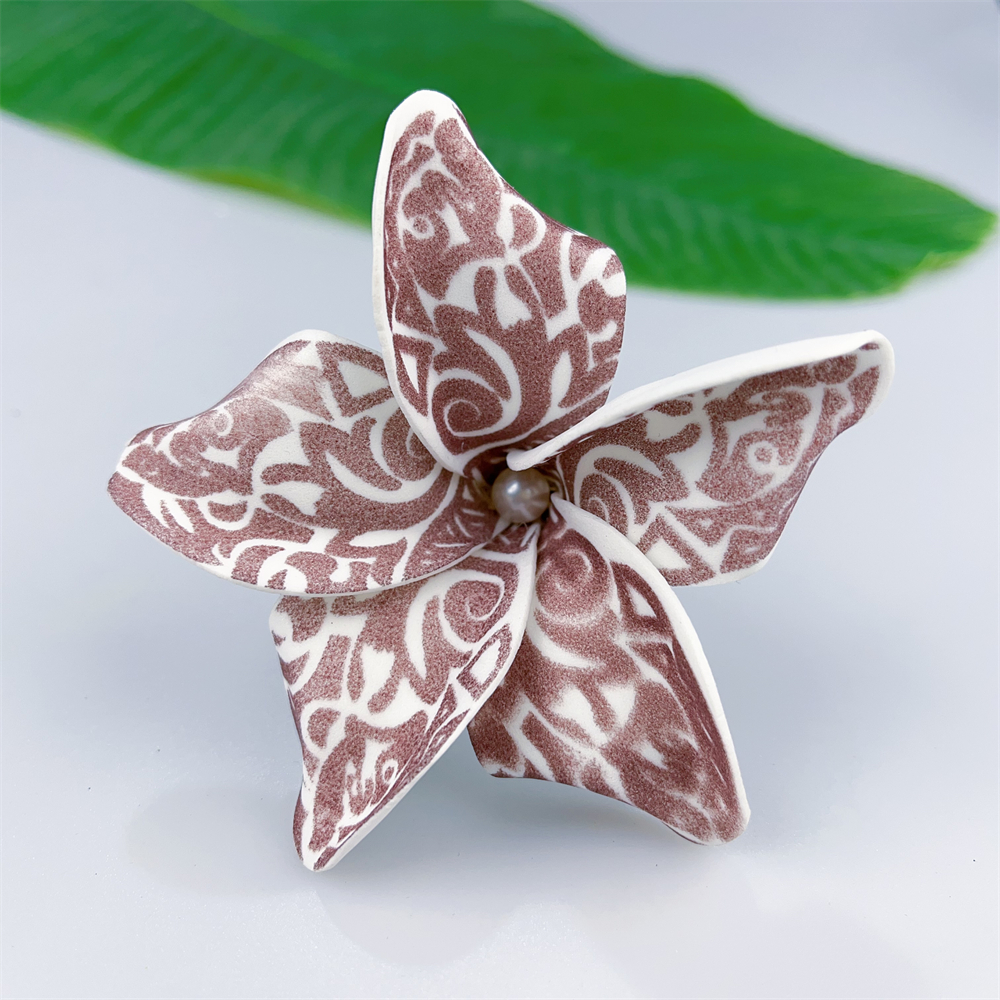 Kn Hf021b Wt Plumeria Hair Pick