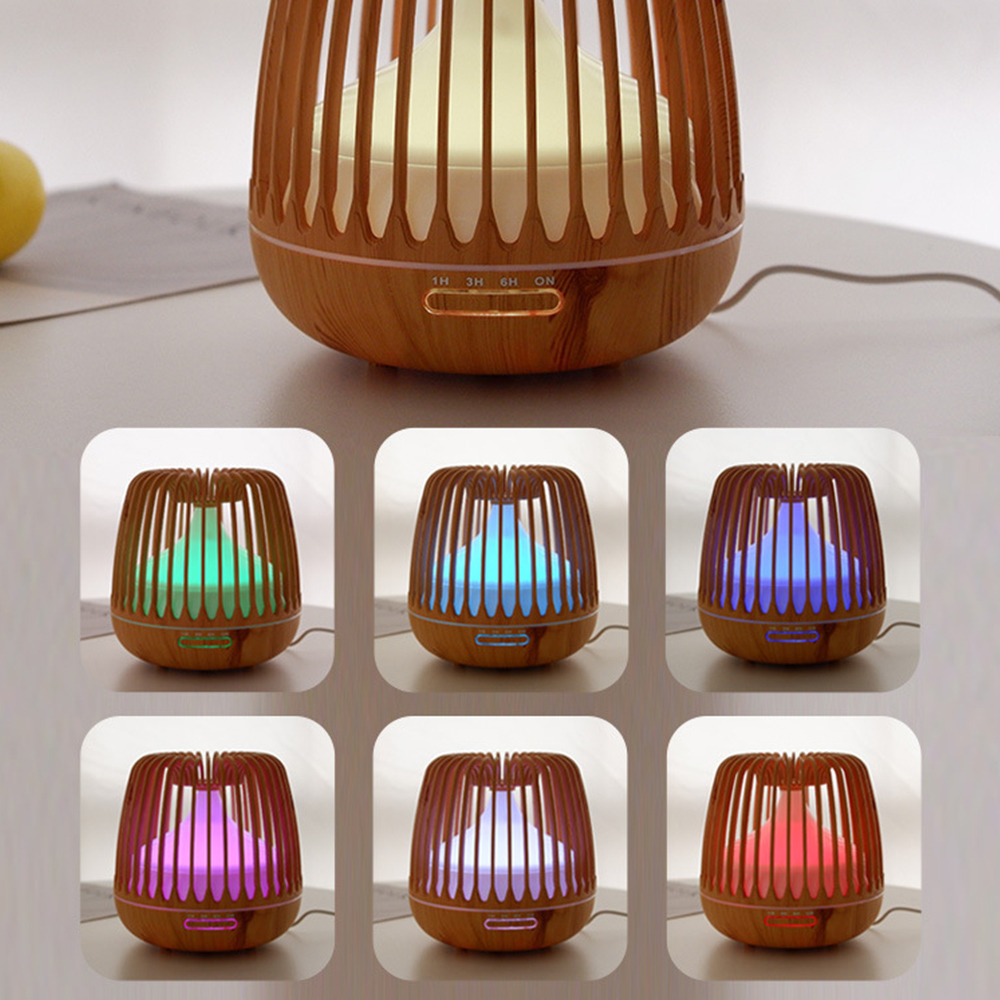 500ML Aroma Essential Oil Diffuser Ultrasonic Air Humidifier Wood Grain Color Changing LED Light Cool Mist Difusor Spray Home sd