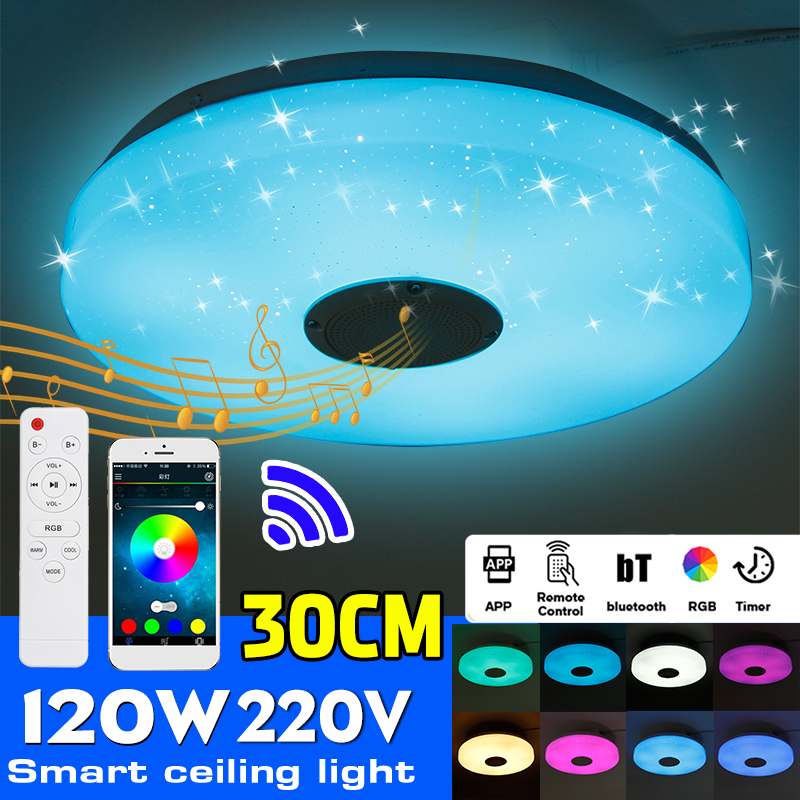 120W Modern LED Ceiling Lights Dimmable RGB APP bluetooth Music Light Smart Lamp for Livingroom Bedroom 110V/220V