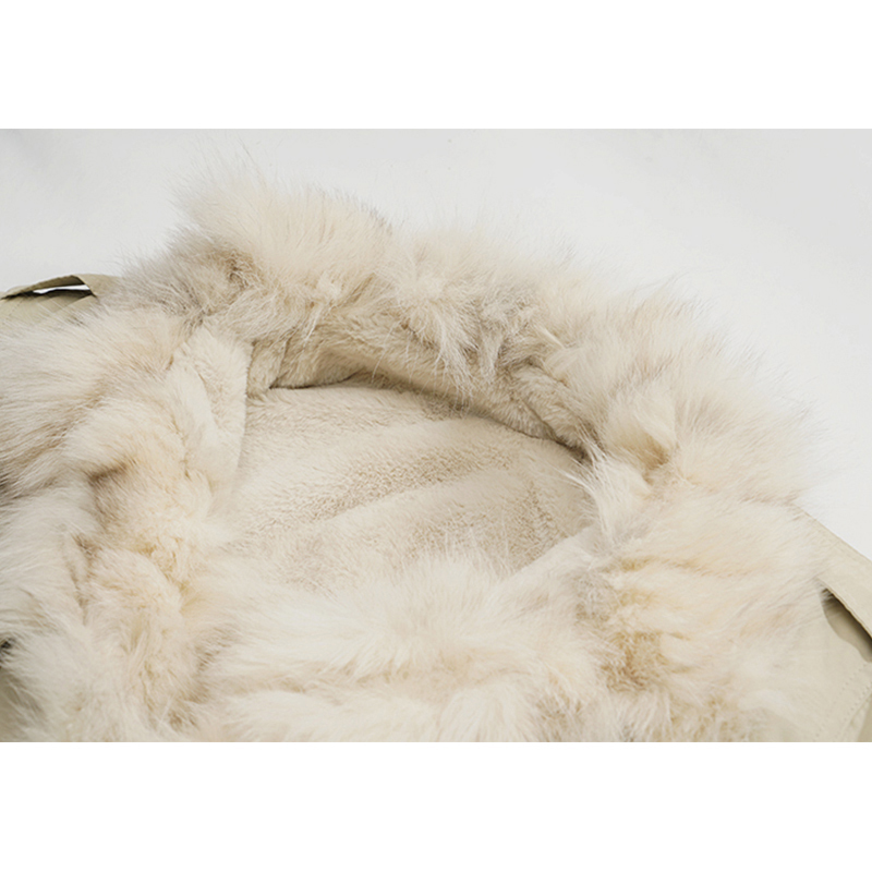 [EAM] Loose Big Size Fur Spliced Warm Thick Jacket New Stand Collar Long Sleeve Women Coat Fashion Autumn Winter 2021 1DD1394
