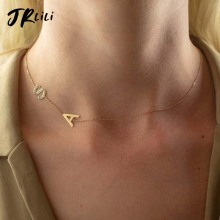 Personalized Sideways Initial Necklace Gold Sideways Letter Necklace collier lettre stainless steel jewelry collar de iniciales