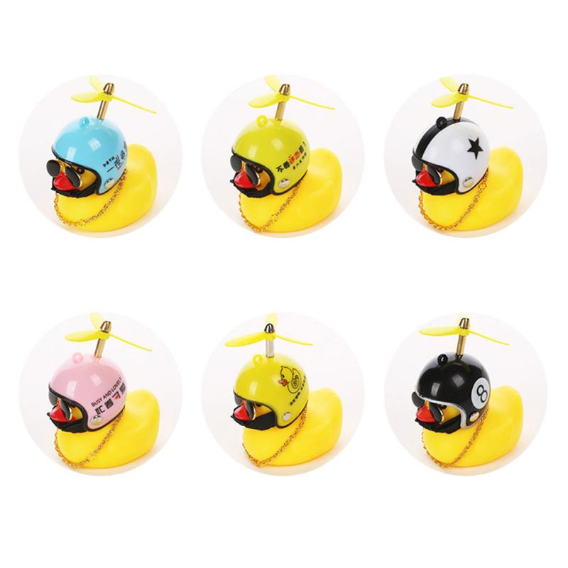 Lovely Lucky Duck Car Ornament Creative Decoration Car Dashboard Toys With Helmet And Chain Funny Car Accessories