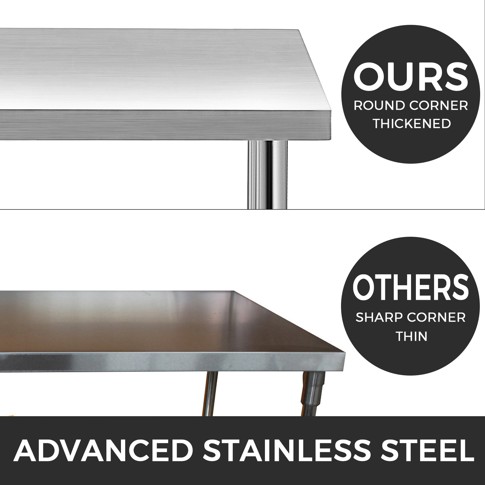 VEVOR 30"x36" Kitchen Stainless Steel Work Table Storage Food With 4 Caster Wheels