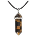 Natural Stone Bullet Shape Pendant Necklaces Chains Hexagonal Prism Chakra Reiki Crystal Jewelry for women men