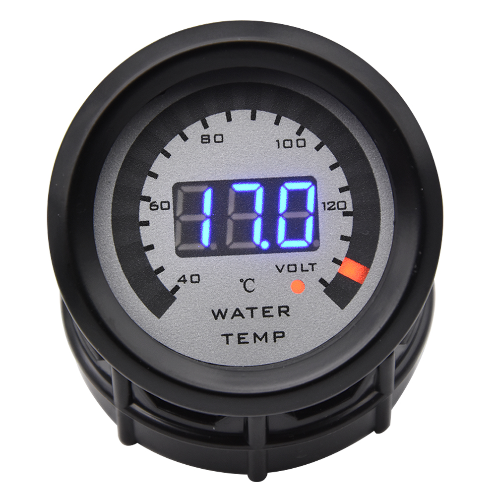 Auto 2" 52mm Water Temperature gauge + Voltmeter 2 in 1 LED Smoke Face Water Temp Meter With Sensor Car volt meter Gauge 12V