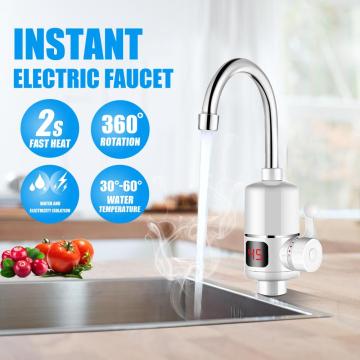 220V 3000W Electric Faucet Tap Instant Tankless Toilet Kitchen Electric Hot Water Heater Faucet w/LED Digital Display 40cm Hose
