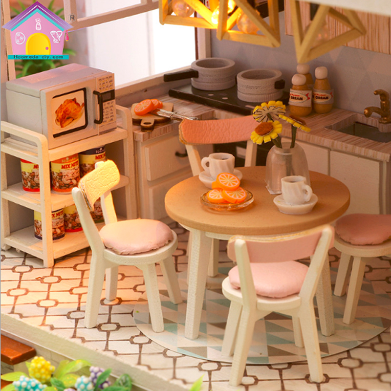 Creative DIY cottage Children Adult Miniature Doll house Wooden Kits toy Large villa Dollhouse building birthday gift toys