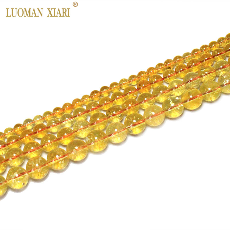 Wholesale AAA+ Natural Citrines Crystal Beads Yellow Quartz Natural Stone Beads For Jewelry Making Diy Necklace 6/ 8/10/12mm 15"