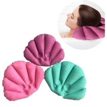 Soft Bath Pillows Home Inflatable Spa Pillow With Suction Cups Shell Shaped Neck Bathtub Cushion Bathroom Products Random Color