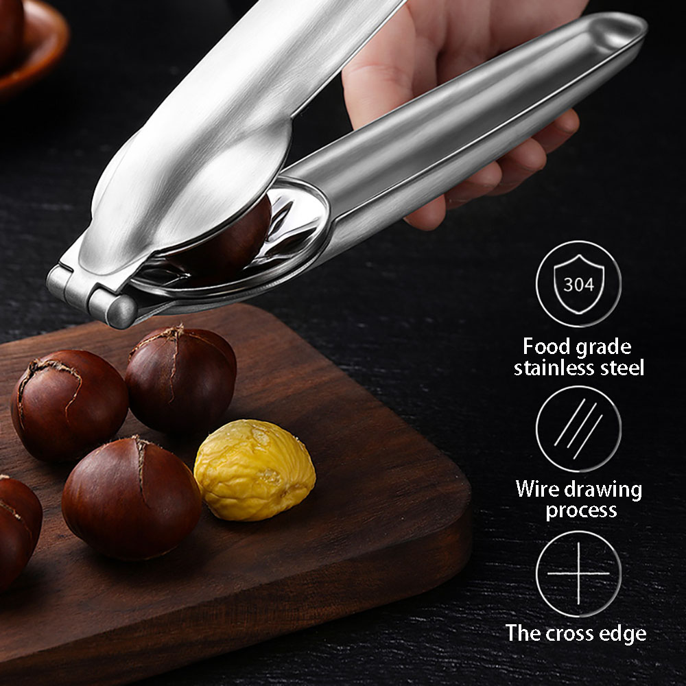 304 Stainless Steel 2 in 1 Quick Chestnut Clip Walnut Pliers Metal NutCracker Sheller Nut Opener Kitchen Tools Cutter Gadgets