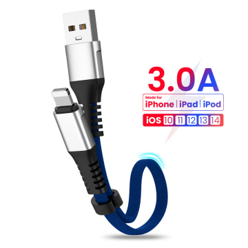 30cm Foldable USB Data Cable For iPhone 12 11 X XS Max 8 7 6 5s 6s Plus 3A Micro USB Type C Charging Charger Phone Short Cord