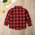 Christmas Toddler Baby Girl Boy Shirts Top Clothes Plaid Print Long Sleeve Single Breasted Top Shirt Coat Jacket Outwear