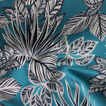 100cm*150cm Quality Sateen Viscose Fabric Soft Gown Pyjamas Material Rayon Blue Leaf