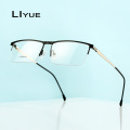 2020 Men Optical Glasses Frame eyeglasses Transparent Prescription Myopia Computer eye glass Metal half Screwless Eyewear frames