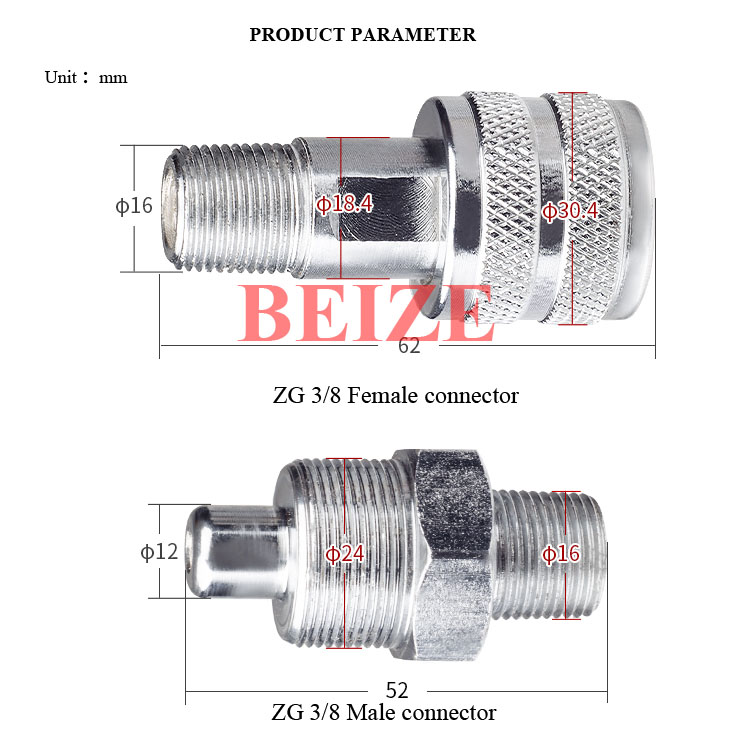 1Pcs Hydraulic tools accessories hydraulic quick couplings set zg3/8